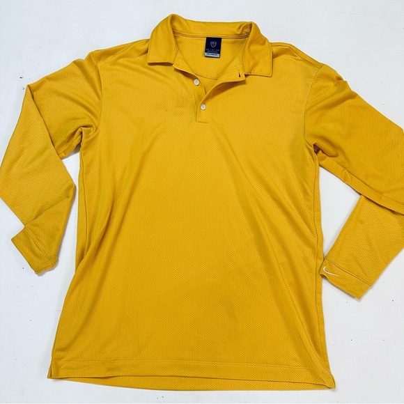 Nike Golf Long Sleeve Polo Sphere React Mens M Yellow - Picture 3 of 10